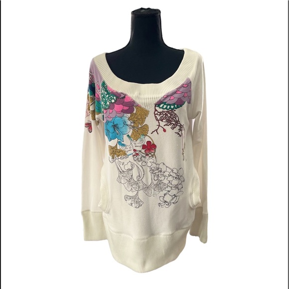 Lucca Vintage Style Floral Sweater Women Size Medium - Picture 1 of 9